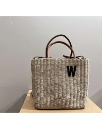 Luxury Able High-End Designer Bag Womens Lafite Straw Tote Påsar Läderhandtag axelband bärbar stor kapacitet Handvävd semesterväska kvinna varumärke