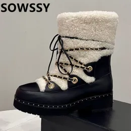 Stivali inverno inverno fuoristrada integrata fodera interna con peluche stivali da neve per altezza delle donne aumentano scarpe di cotone calde stivali da caviglia caldi