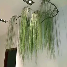 Konstgjord grässimulering lämnar hängande 55 cm växter bladfest dekoration plast blomma gröna vägg tillbehör dekorativ gräsmatta