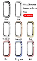 Apple Watch için Bling Diamond Watches Case 38mm 42mm 40mm 44mm Bant Temperlenmiş Cam Ekran Koruyucu Kapak Iwatch Serisi 1 24683169