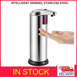 Cortinas de aço inoxidável dispensador automático sabão líquido sensor inteligente 250ml lavagem mão indução dispensador casa cozinha banheiro