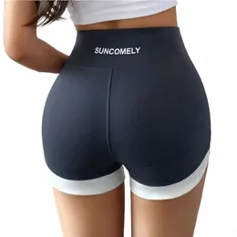 Novo verão correndo esporte yoga shorts cintura alta hip levantamento calças de segurança seaml gelo seda shorts estilo fino outwear leggings w29x #