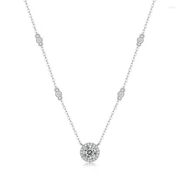 Collane con ciondolo Trendy Argento sterling 925 1ct D Colore VVS1 Moissanite Collana con clavicola Gioielli da donna placcato in oro bianco con diamanti266Y