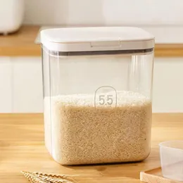 Bottiglie di stoccaggio Scatola trasparente Contenitore per la conservazione della freschezza Cucina a chiusura automatica per alimenti a tenuta stagna per cereali di riso