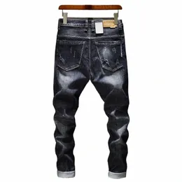 top Fi Mens Jeans Brand Robin 2020 Hip Hop spring Autumn Ripped for Men Solid Cott Full Length Mid Black Color Sale Q6Tw#