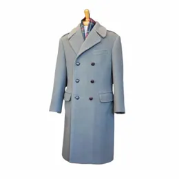 Vintage Mann Anzug Jacken Outwear Wollmischung Trenchcoat LG Maßgeschneiderte Zweireiher Mantel Bräutigam Smoking Prom Blazer V9jG #