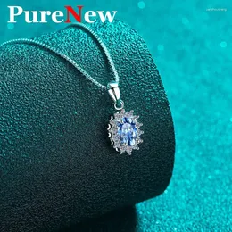 Wisiorki Pure 1CT Blue Moissanite Naszyjnik kobiet 925 Sterling Srebrny Diament dla kobiet 2024