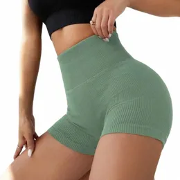 seaml Thread Shorts Women Gym Yoga Leggings High Waist Hip Liftting Skinny Knit Workout Running Fi High Elastic Shorts L8T1#
