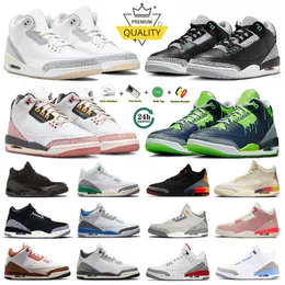 3 3s Basketballschuhe Red Stardust Hugo Ivory RIO Black Cat UNC Cool Grey Palomino Luck Green Midnight Navy Fear True Blue Männer Frauen Trainer Sport Sneakers