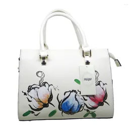 Umhängetaschen Buntes Design Frauen Handtasche Echtes Leder Damen Totes Mode Chinesischen Stil Druck Blumen Umhängetasche