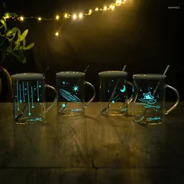 Бокалы для вина Ins Креативный светящийся стеклянный стакан со звездным небом для пары, кофейная чашка, световой стакан, меняющий цвет