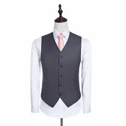 Stile classico Gilet da sposa grigio Groomsman Suit 5 Butts Groom Vest Busin Suit Man Suit pantaloni + gilet I8xX #