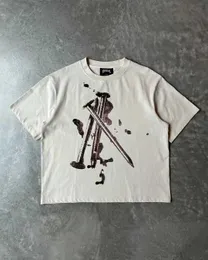 Erkek Tişörtleri Harajuku Tırnak Sanatı Baskı Büyük Boy Tişörtleri Kadın Sokağı Giyim Grunge T-Shirt Profesyonel Seçim Gotik Y2K Üstü Erkek Giysileri J240322