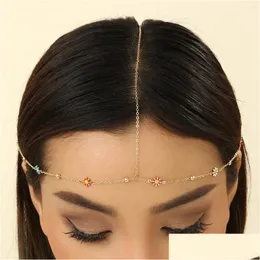 Hair Clips Barrettes Qiamni Bohemian Colorf Flower Chains Head Accessories Decoration Hairstyles Headpiece Jewelry For Women Bar Tiara Ottel