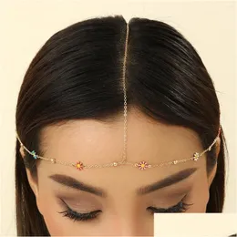 مقاطع الشعر barrettes qiamni bohemian colorf سلاسل زهرة الزهرة ملحقات الرأس الديكور تسريحات الشعر المجوهرات للنساء بار تيارا أوتيل