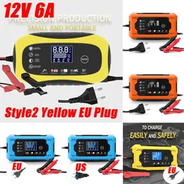 Upgrade New Car Battery Charger 12V 6A Intelligent Fast Charging Pulse Repair Type Full Auto-stop Dual-mode Lead Acid for Motorcycle Truck