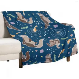 Blankets Sea Otters At Night Throw Blanket Manga Hairy