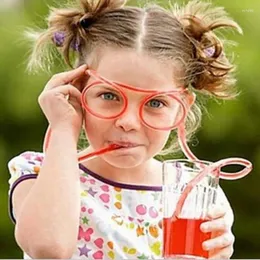 Party Decoration 5st Creative Drinking Straw Frames Novely Birthday Diy Funny Plastic Glasses Eye Frame Kids Gift