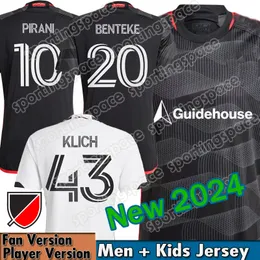 2023 2024 D.C. Zjednoczone koszulki piłkarskie Kid Men 23/24 Koszulka piłkarska Podstawowa dom Black Zestaw ikona na wyjeździe White Cherry Blossom DC Pirani Benkae Klich Stroud P.Santos Jeahze