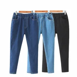 Винтажные узкие джинсы с высокой талией, женская одежда, S-6XL, эластичные повседневные джинсовые брюки, женские уличные брюки с эластичной резинкой на талии T4T5 #