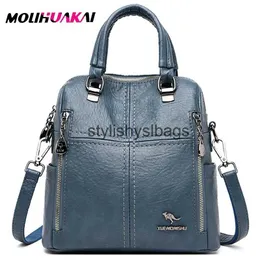 Backpack Style Shoulder Bags 2022 New Women Leather Backpack High Quality Vintage Bagpack Female Large Leisure For Girls Schoolbags Mochila H240328