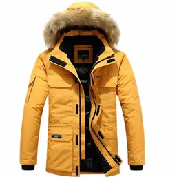 브랜드 Winter Fur Hooded Parkas 남자 Duck Down Snow Jacket Windproof Coats Deachened -30도 따뜻한 야외 겉옷 M -6xl Q64R#