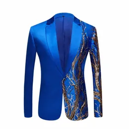 Men Cool Laser Royal Blue Jacket Custom Star Super Stage Costume Mężczyzna Fi Casual Hip Hop Coat J5dv#