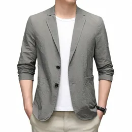 Summer Thin Sun Protecti Men for Blazer Jackets 2022 New Arrivlas Man Fi Single Breasted Casual Short Suit Coats K1ur#