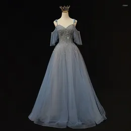파티 드레스 Sunnybridal Blue Beading Dubai Gowns Fashion Women A-Line Evening Hostury Dress From Wedding