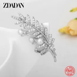 Zdadan 925 Sterling Silver Leaf Brooch for Women Wedding Jewelry Association 240320