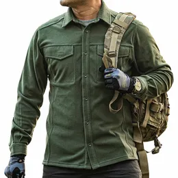 秋の冬の暖かさ戦術的な軍事シャツメンズLGスリーブワークシャツアーミーアウトドアフィッシングトップジャケット新しい18MH＃
