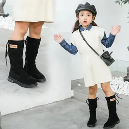 Boots Spring Autumn Kids Over-the-Knee High Girls Flock Leather Leather Size 27-37 Rome Style Girl Big Girl