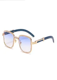 Square Sunglasses Exquisite Handmade Chain Flat Mirror Retro Wood Grain Personality Whole Sun Glasses1889041
