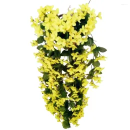 Fiori decorativi 4 petali glicine artificiale viola fiore giallo ghirlande di vite matrimonio casa appesa