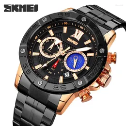 Wristwatches Skmei wielofunkcyjny sześciopinowy stoper Watch Fashion Business with Moon Faza kwarc