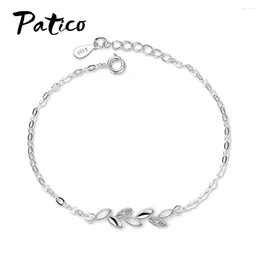 Link Armbänder Koreanische Frauen 925 Sterling Silber Blätter Zweig Form Schöne Armband Femme Pulsera Mujer Freundschaft Schmuck Geschenk