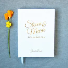 Articoli per feste Libro degli ospiti per matrimoni n. 33 - Libro degli ospiti con copertina rigida personalizzato Libri degli ospiti personalizzati Cal. oro