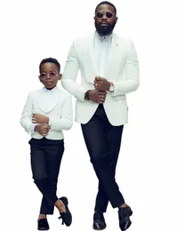 Jaqueta + calças Tailor-Made Men Suit 2 Piece Jacquard Branco Pai e S Wedding Man Blazer Formal Man Blazer Custom Made 88cW #