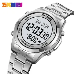 Wristwatches SKMEI Original Prayer Times Show City Data Qibla Direction Hijri Calendar Watch Suitable For Digital Stainless 2097