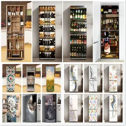 Adesivi Armadietto del vino Design Poster per frigorifero Adesivo per frigorifero autoadesivo in vinile impermeabile Gatto Paesaggio Copertura per porta Mano orribile