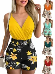 2024 Summer Sexy Fi من قطعتين الوركين الشاطئ شورت شورتات Supender Suit Mos Mujer Elegante مع حزام W07P#
