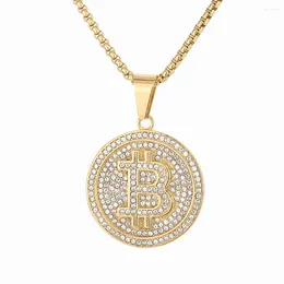 Pendant Necklaces Hip Hop Bling Iced Out Stainless Steel Round Pendants Necklace For Men Rapper Jewelry Drop