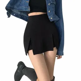 Sexy Split Shorts Rock Frauen Büro Damen Anzug Rock Sommer Neue Schwarz Mini A-line Hosen Rock Hohe Taille Breite bein Shorts 68Fi #