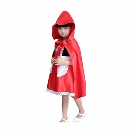 little Red Riding Hood Costume Princ Dr Christmas Children Cosplay Performance Masquerade Female Fairy Tale i9F2#