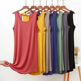 Casual Dresses Modal Deep V Backless Dress Sleeveless Solid Color A-Line Sundress Summer Sexy Tank All Match Plus Size