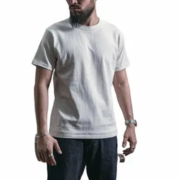 brs Heavyweight Seaml Tubular T-Shirt Summer Men's Plain Basic Tee Shirts 414O#