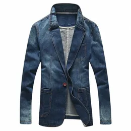 Nice Nice Tide Men Slim Fit Denim Jacket Suit Men Spring Fi 브랜드 남자 Blazer Trend Jeans Suit Casual Suit Jean Jacket D7SZ#