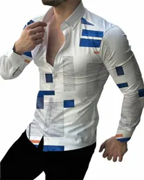 Männer Luxus Soziale Männer Hemden Revers Hintern Hemden Lässige Plaid Print Lg Sleeve Tops Herren Club Prom Cardigan Tops 2023 X9TP #