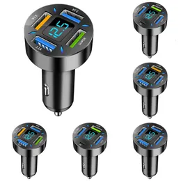 Atualização 66W 4 portas USB PD Carregador rápido QC3.0 Tipo C Adaptador de carro de carregamento rápido divisor de tomada de isqueiro para celular