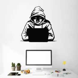 Klistermärken Vinyl Wall Decal Hacker Computer Security Laptop It Hacking Wall Stickers Office Playroom Decor Decals borttagbar väggmålning x973